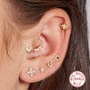 Wholesale S925 Sterling Silver Geometric Flower Flat Head Thread Puncture Earrings With Environmentally Friendly Electroplating For Women