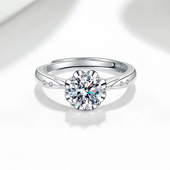 Wholesale S925 Sterling Silver Geometric Flower Leaf Open Ring For Women With Electroplating