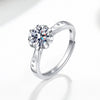 Wholesale S925 Sterling Silver Geometric Flower Leaf Open Ring For Women With Electroplating