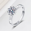 Wholesale S925 Sterling Silver Geometric Flower Leaf Open Ring For Women With Electroplating