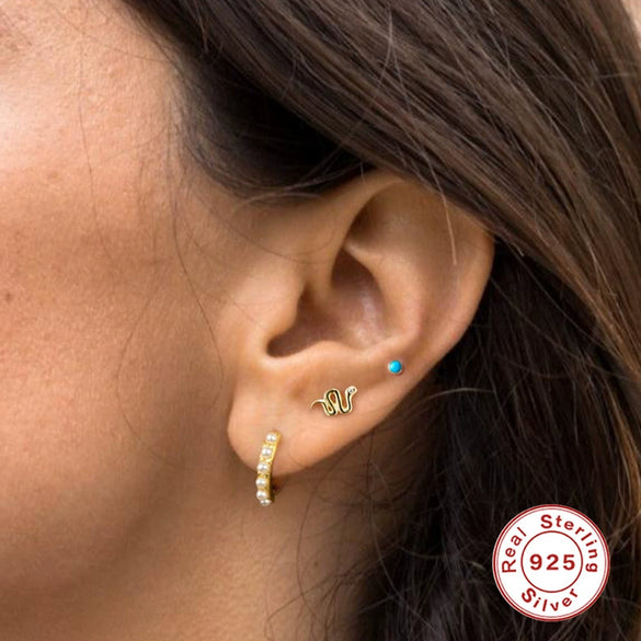 Wholesale S925 Sterling Silver Geometric Flower Moon Earrings With Electroplating For Women Simple And Fashionable
