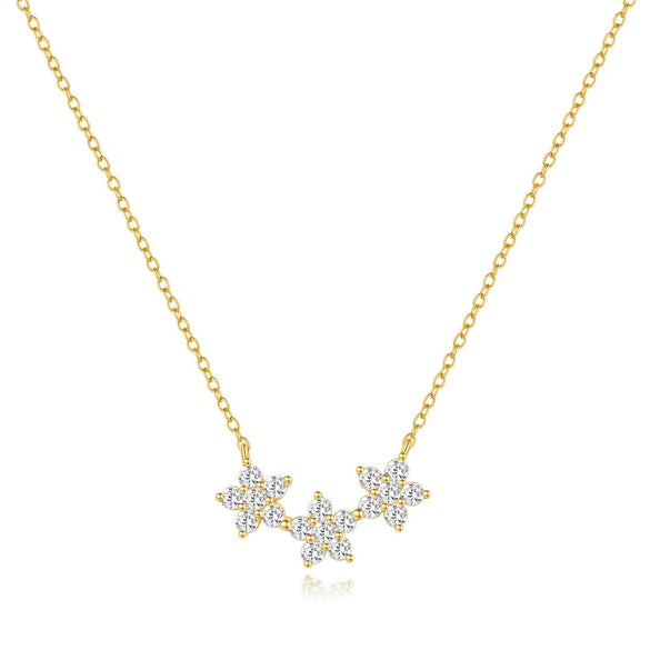 Wholesale S925 Sterling Silver Geometric Flower Pendant O Chain Clavicle Necklace For Women With Electroplating
