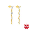 Wholesale S925 Sterling Silver Geometric Flower Tassel Chain Earrings For Women With Electroplating Design