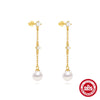 Wholesale S925 Sterling Silver Geometric Flower Tassel Chain Earrings For Women With Electroplating Design