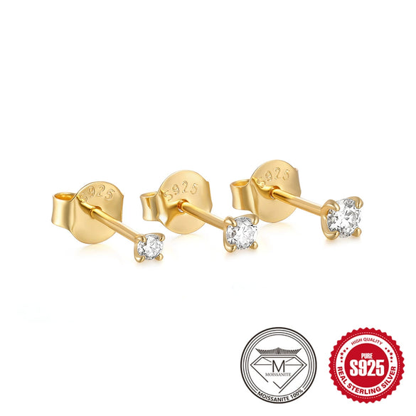 Wholesale S925 Sterling Silver Geometric Fourclaw Moissanite Diamondembedded Classic Ear Studs With Electroplating