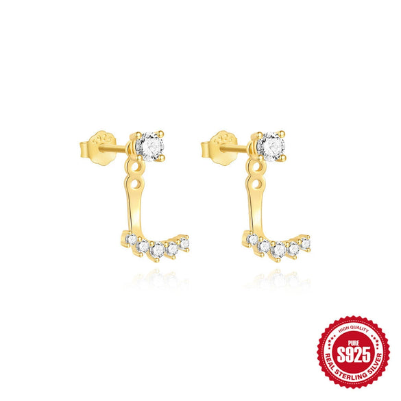Wholesale S925 Sterling Silver Geometric Fourleaf Petal Cz Adjustable Jacket Ear Studs With Butterfly Diamond Tassel Earrings For Women