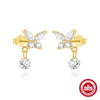 Wholesale S925 Sterling Silver Geometric Fourleaf Petal Cz Adjustable Jacket Ear Studs With Butterfly Diamond Tassel Earrings For Women