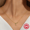 Wholesale S925 Sterling Silver Geometric Green Diamond With Diamond Clavicle Chain Necklace Electroplated For Women