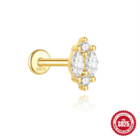 Wholesale S925 Sterling Silver Geometric Heart Earrings With Zircon Diamond And Environmentally Friendly Electroplating For Unisex