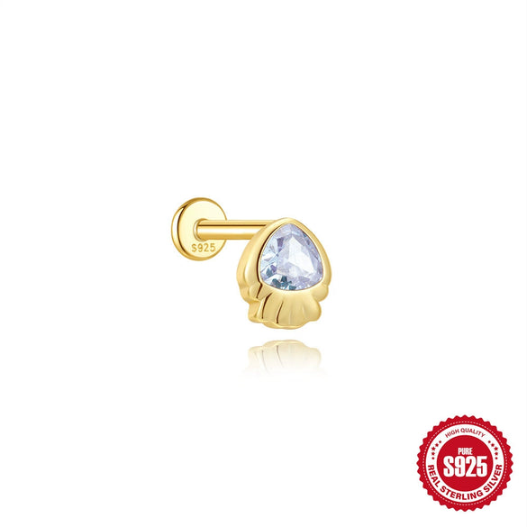 Wholesale S925 Sterling Silver Geometric Heart Earrings With Zircon Diamond And Environmentally Friendly Electroplating For Unisex