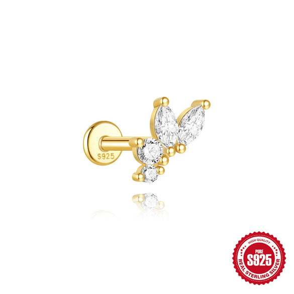 Wholesale S925 Sterling Silver Geometric Heart Earrings With Zircon Diamond And Environmentally Friendly Electroplating For Unisex