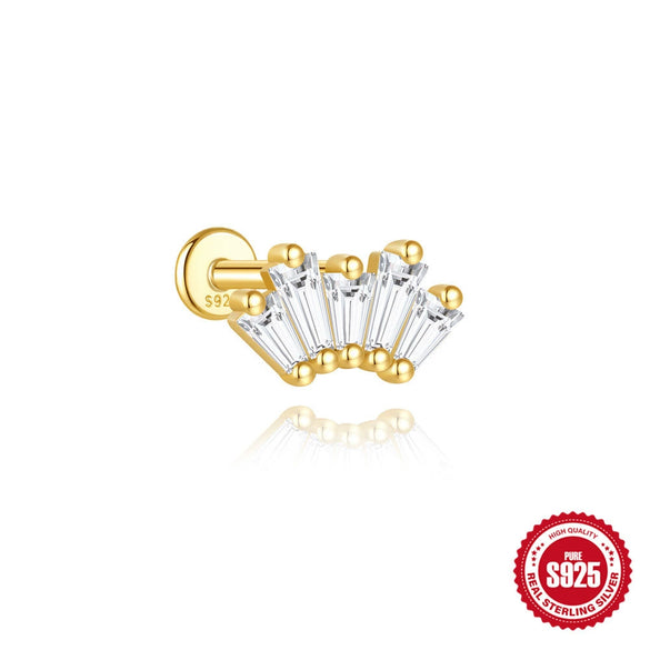 Wholesale S925 Sterling Silver Geometric Heart Earrings With Zircon Diamond And Environmentally Friendly Electroplating For Unisex
