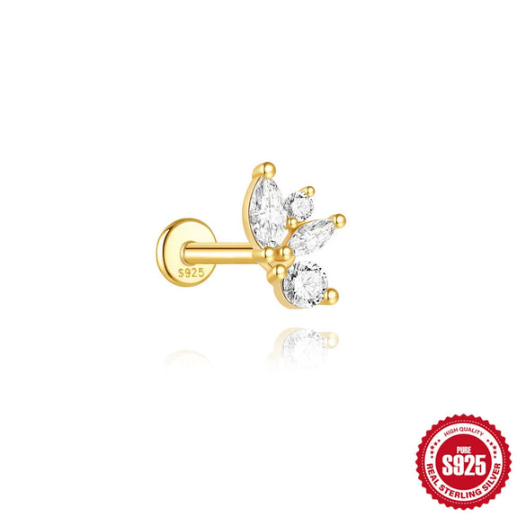 Wholesale S925 Sterling Silver Geometric Heart Earrings With Zircon Diamond And Environmentally Friendly Electroplating For Unisex