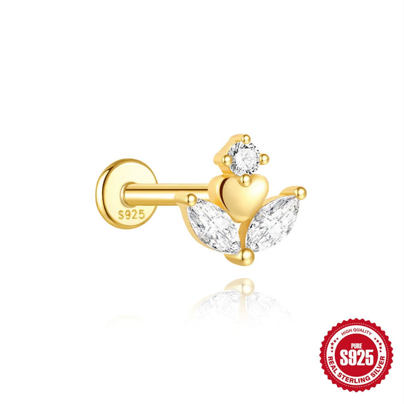 Wholesale S925 Sterling Silver Geometric Heart Earrings With Zircon Diamond And Environmentally Friendly Electroplating For Unisex