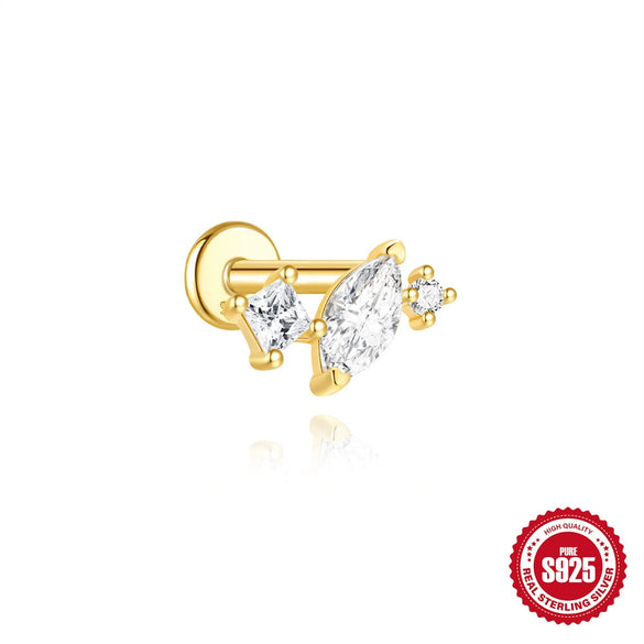 Wholesale S925 Sterling Silver Geometric Heart Earrings With Zircon Diamond And Environmentally Friendly Electroplating For Unisex