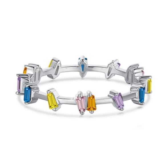 Wholesale S925 Sterling Silver Geometric Heart Ring Electroplated Simple Retro Design