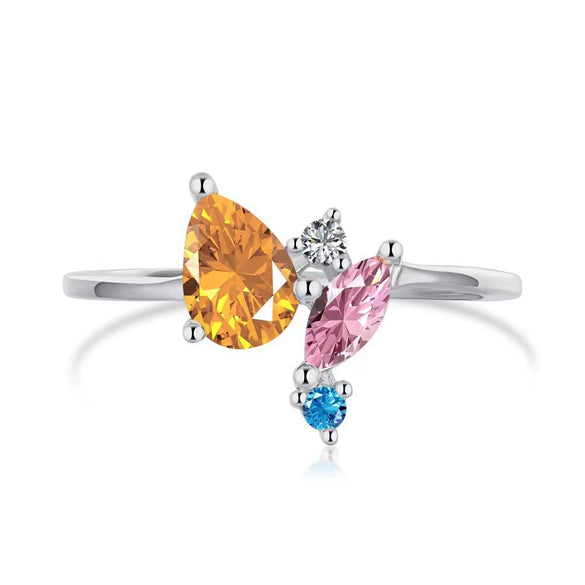 Wholesale S925 Sterling Silver Geometric Heart Ring Electroplated Simple Retro Design