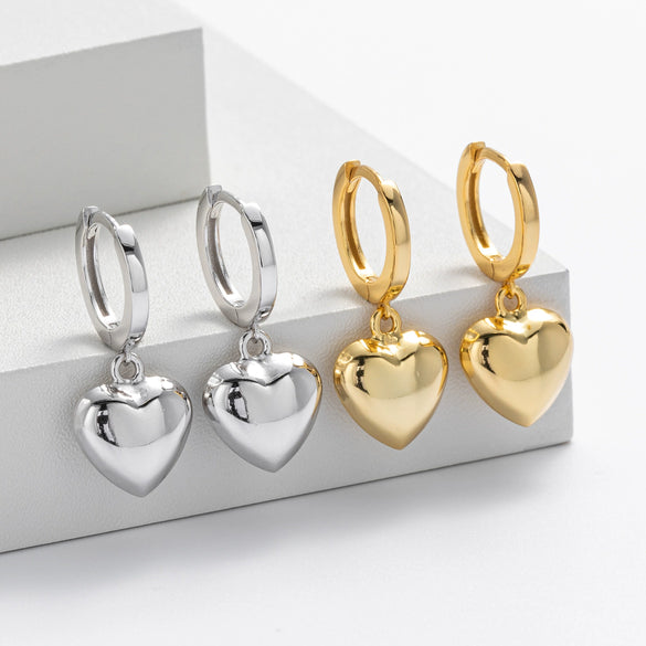 Wholesale S925 Sterling Silver Geometric Heart Simple Style Women's Earrings