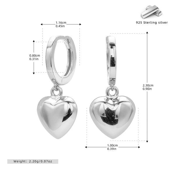 Wholesale S925 Sterling Silver Geometric Heart Simple Style Women's Earrings