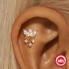 Wholesale S925 Sterling Silver Geometric Horse Eye Aobao Flat Head Thread Puncture Ear Nail With Diamond Encrusted And Environmentally Friendly Electroplating Ear Jewelry