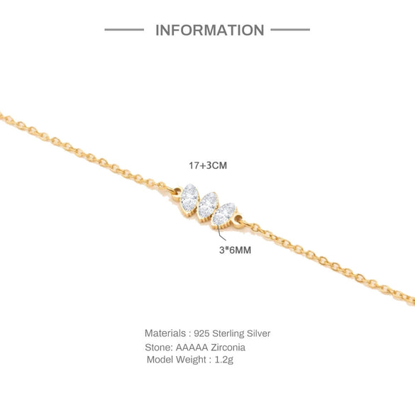 Wholesale S925 Sterling Silver Geometric Horse Eye Bracelet With Electroplating For Women