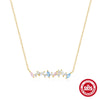 Wholesale S925 Sterling Silver Geometric Horse Eye Color Diamond Stacked Collarbone Necklace With Electroplating For Women