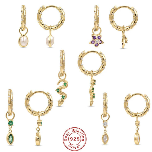 Wholesale S925 Sterling Silver Geometric Horse Eye Diamond Pearl Hanging Earrings With Electroplating