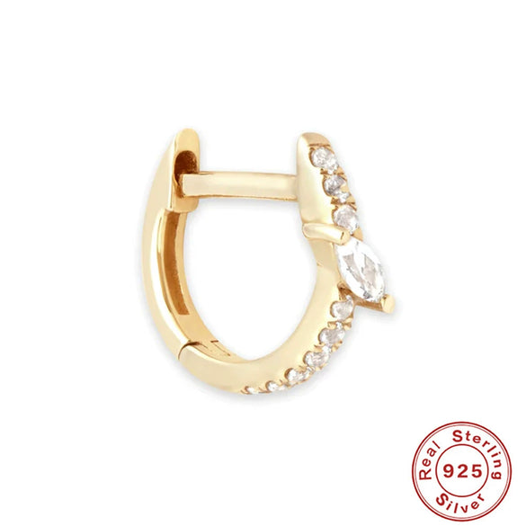 Wholesale S925 Sterling Silver Geometric Horse Eye Stone Foundation Earring With Electroplating For Women