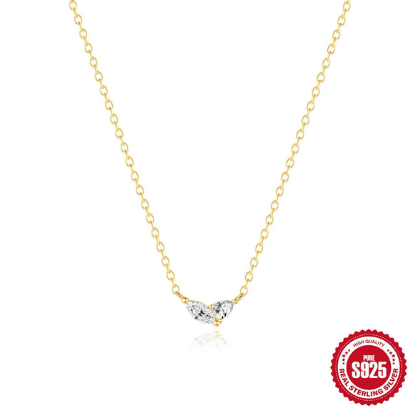 Wholesale S925 Sterling Silver Geometric Horse Eye Stone Pendant Water Drop Clavicle Necklace With Electroplating O Chain Retro Low Key Luxury For Women