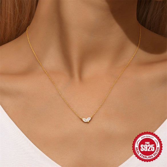 Wholesale S925 Sterling Silver Geometric Horse Eye Stone Pendant Water Drop Clavicle Necklace With Electroplating O Chain Retro Low Key Luxury For Women