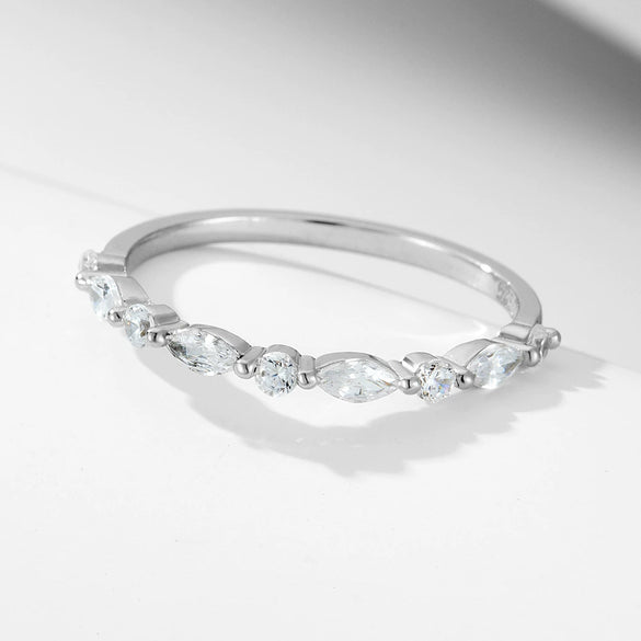 Wholesale S925 Sterling Silver Geometric Ice Flower Cut Zircon Set Ring For Women