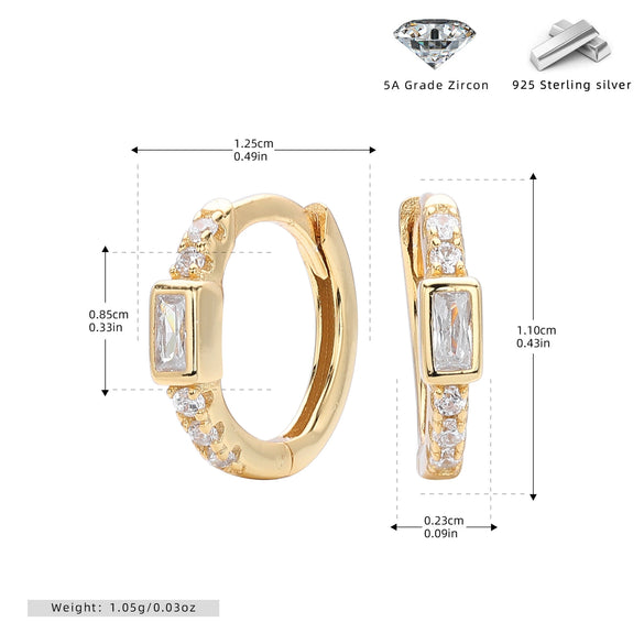 Wholesale S925 Sterling Silver Geometric Inlaid Cubic Zircon Electroplated Light Luxury Women's Earrings