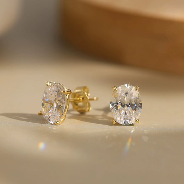 Wholesale S925 Sterling Silver Geometric Inlaid Oval Zirconium High Carbon Diamond Women's Earrings With Electroplating