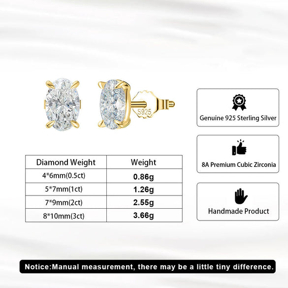 Wholesale S925 Sterling Silver Geometric Inlaid Oval Zirconium High Carbon Diamond Women's Earrings With Electroplating