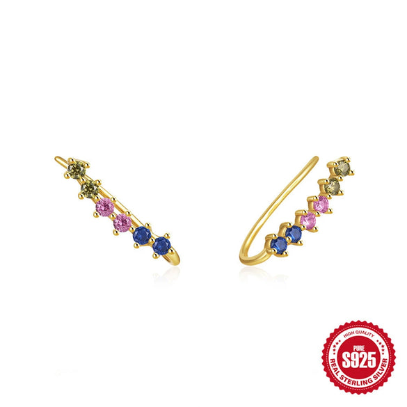 Wholesale S925 Sterling Silver Geometric Inlaid Zircon Backmounted Ear Studs Ear Bone Clip Light Luxury Trendy Unisex