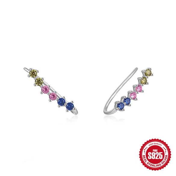 Wholesale S925 Sterling Silver Geometric Inlaid Zircon Backmounted Ear Studs Ear Bone Clip Light Luxury Trendy Unisex