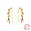 Wholesale S925 Sterling Silver Geometric Inlaid Zircon Backmounted Ear Studs Ear Bone Clip Light Luxury Trendy Unisex