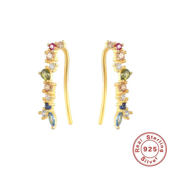 Wholesale S925 Sterling Silver Geometric Inlaid Zircon Backmounted Ear Studs Ear Bone Clip Light Luxury Trendy Unisex
