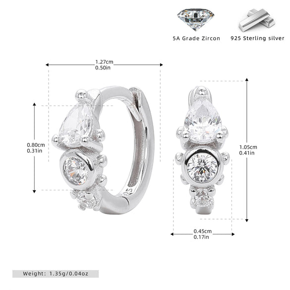 Wholesale S925 Sterling Silver Geometric Inlaid Zircon Electroplated Women's Earrings