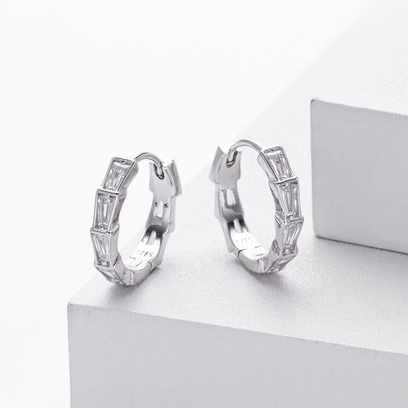 Wholesale S925 Sterling Silver Geometric Inlaid Zirconium Electroplated Light Luxury Style Earrings For Women
