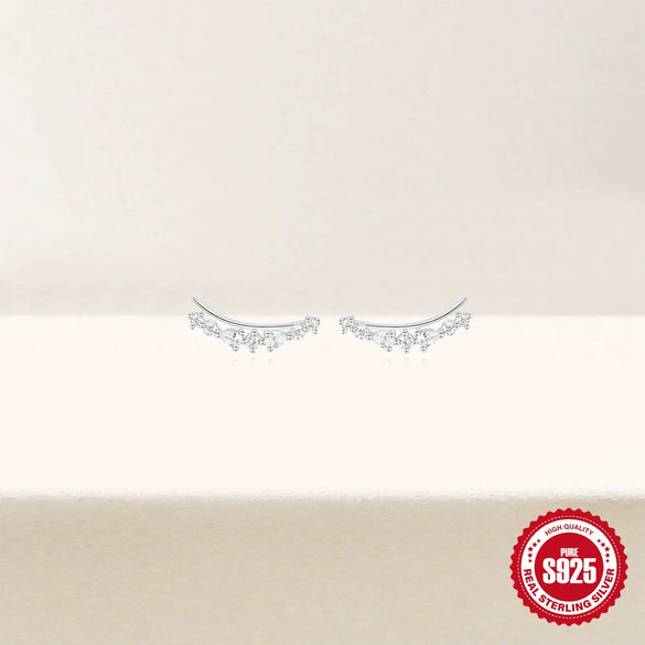 Wholesale S925 Sterling Silver Geometric Inlay Electroplated Ear Clip Earrings For Women