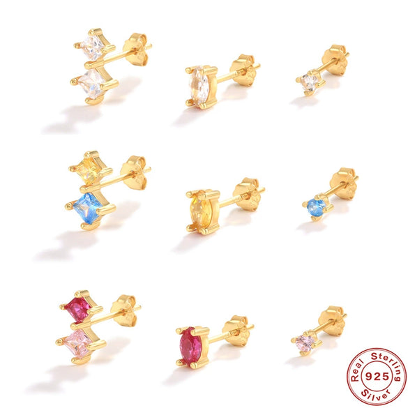 Wholesale S925 Sterling Silver Geometric Irregular All Match Diamond Stud Earrings With Electroplating For Women