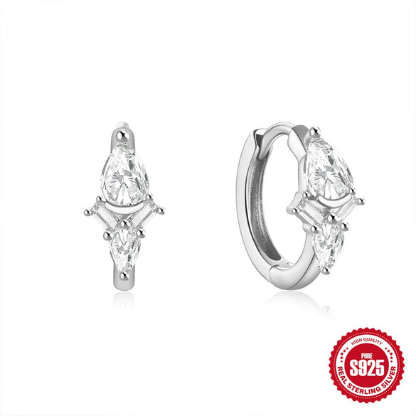 Wholesale S925 Sterling Silver Geometric Irregular Earrings With Zircon Inlay And Electroplating For Women