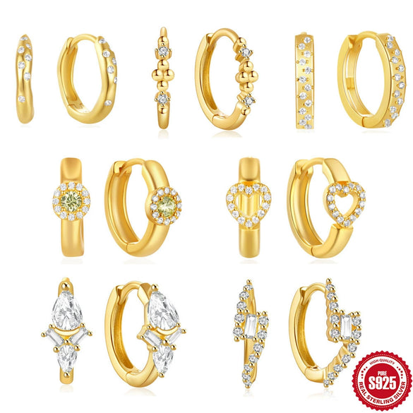 Wholesale S925 Sterling Silver Geometric Irregular Earrings With Zircon Inlay And Electroplating For Women