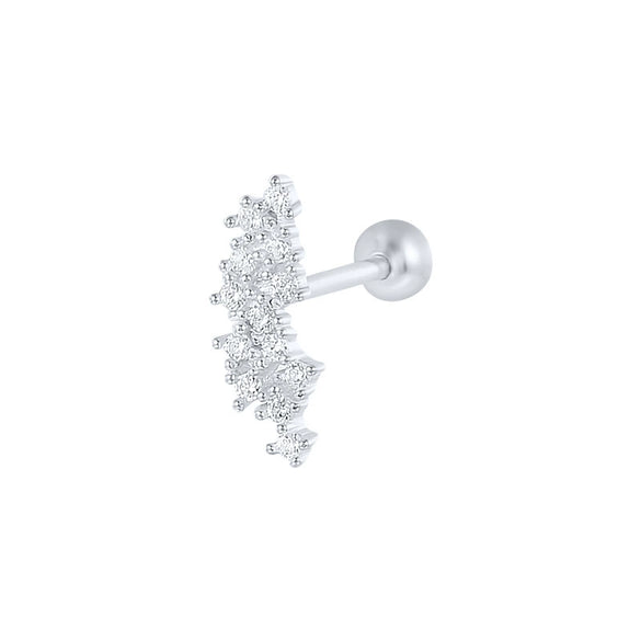 Wholesale S925 Sterling Silver Geometric Irregular Single Row Diamond Piercing Thread Ear Nail Mini Auricle Earrings With Environmental Protection Electroplating