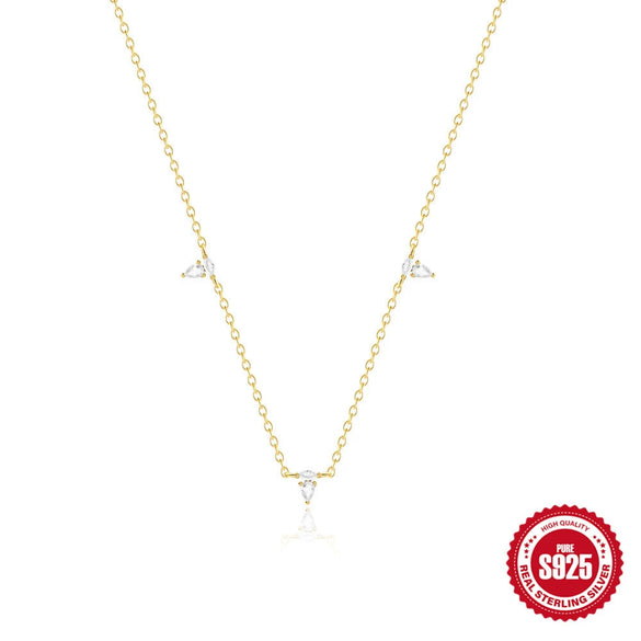 Wholesale S925 Sterling Silver Geometric Irregular Zircon Encrusted Clavicle Necklace With Electroplating Treatment And O Chain