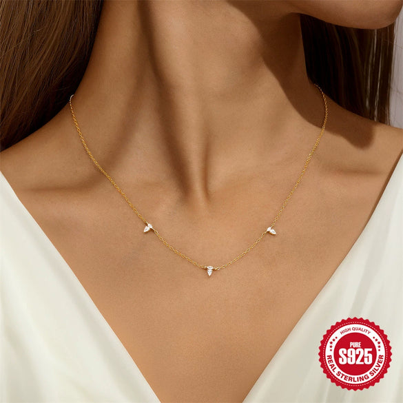 Wholesale S925 Sterling Silver Geometric Irregular Zircon Encrusted Clavicle Necklace With Electroplating Treatment And O Chain