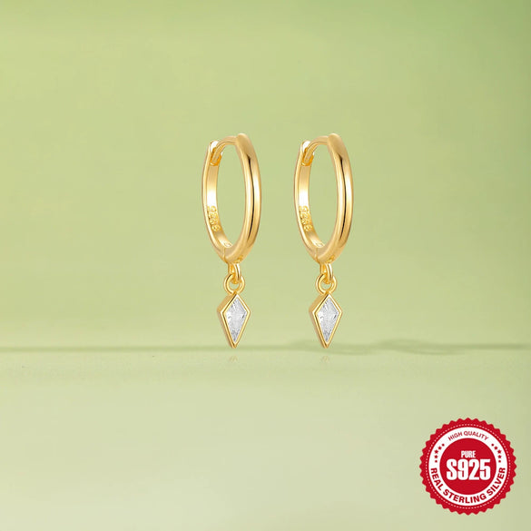 Wholesale S925 Sterling Silver Geometric Kite Stone Earrings With Electroplating Design For Women