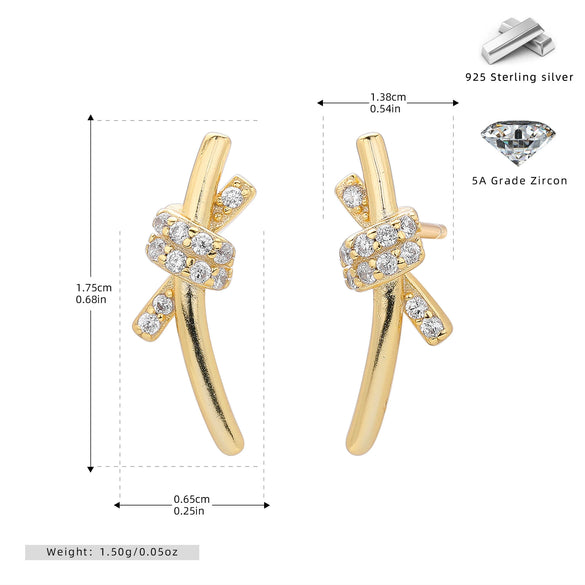 Wholesale S925 Sterling Silver Geometric Knot Winding Electroplated Earrings For Women