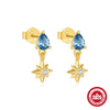 Wholesale S925 Sterling Silver Geometric Light Luxury Earrings With Electroplating Eight Mang Star Water Drops Design